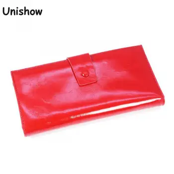 

Genuine Leather Wallet Women Luxury Oix Wax Leather Women Purse Long Brand Designer Female Wallet Cowhide Lady Purse Coin Pocket
