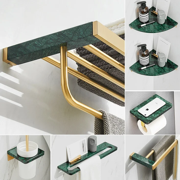 Bathroom Luxury With Marble Towel Rack Soap Dish Paper Holder Toilet