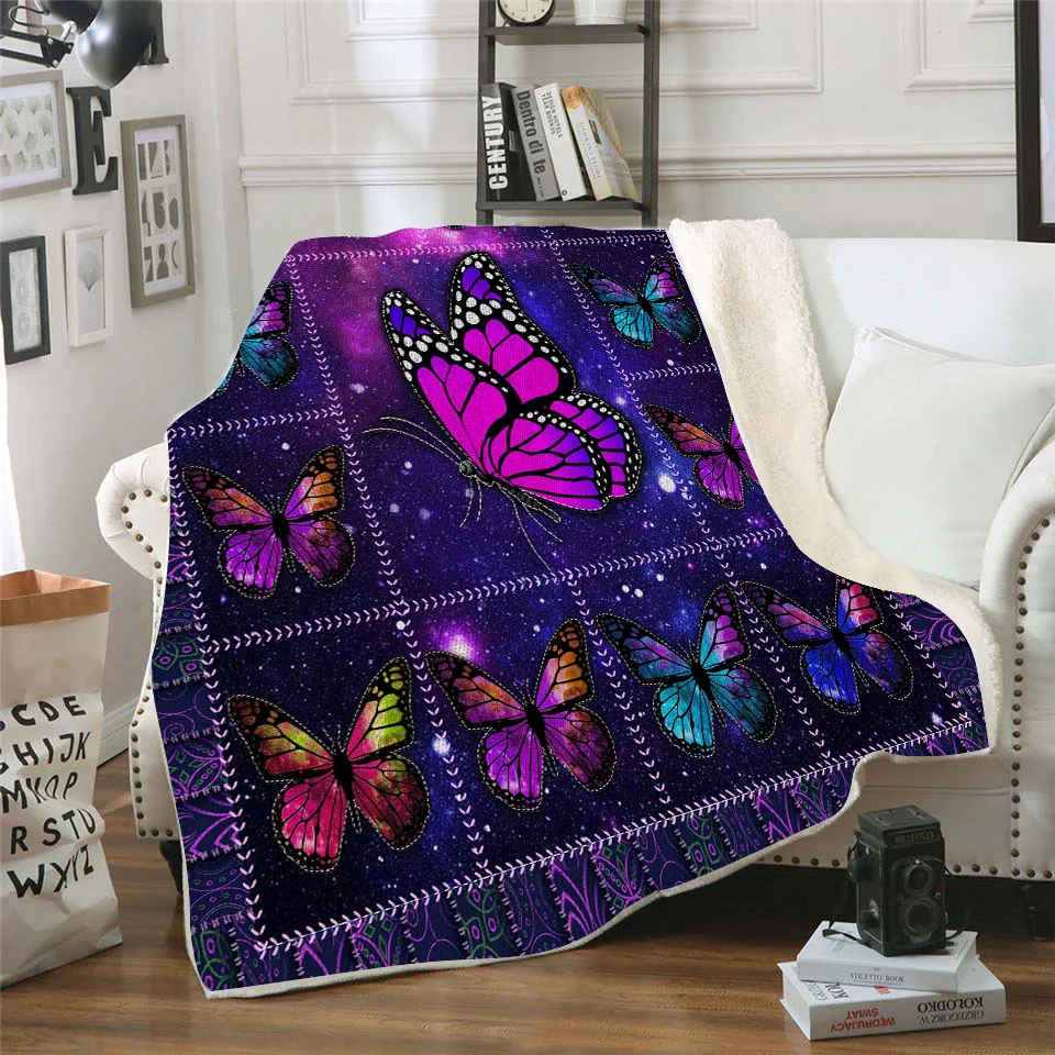 

Pretty Butterfly Fleece Blanket 3D full printed Wearable Blanket Adults/kids Fleece Blanket Sherpa Blanket Drop Shipping 04