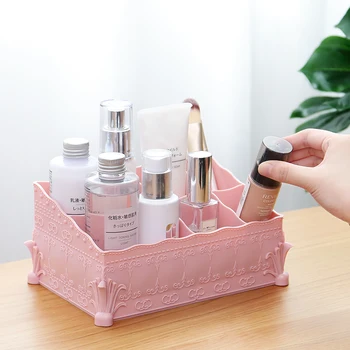 

Fashion European Cosmetic Storage Box Carved Style Makeup Organizers Plastic Container Lipstick Holder Nail Polish Organizer