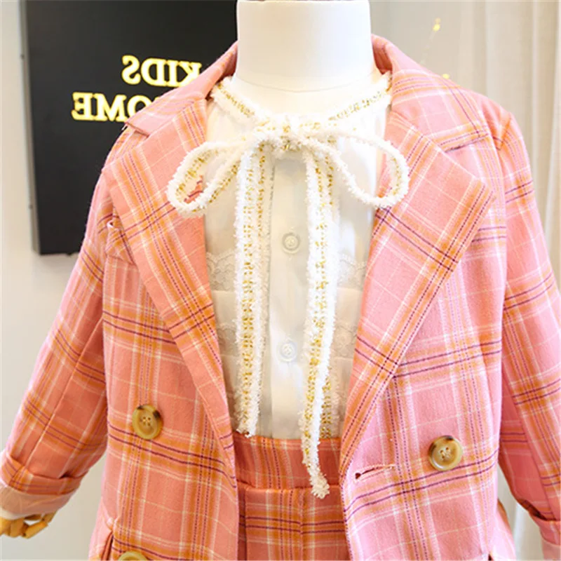 Ceny New arrival 2019 ubrania dla dzieci dziewczyny jesień stroje kurtka + spódnica 2 sztuk dla dzieci z długim rękawem odzież ustawia dzieci dres