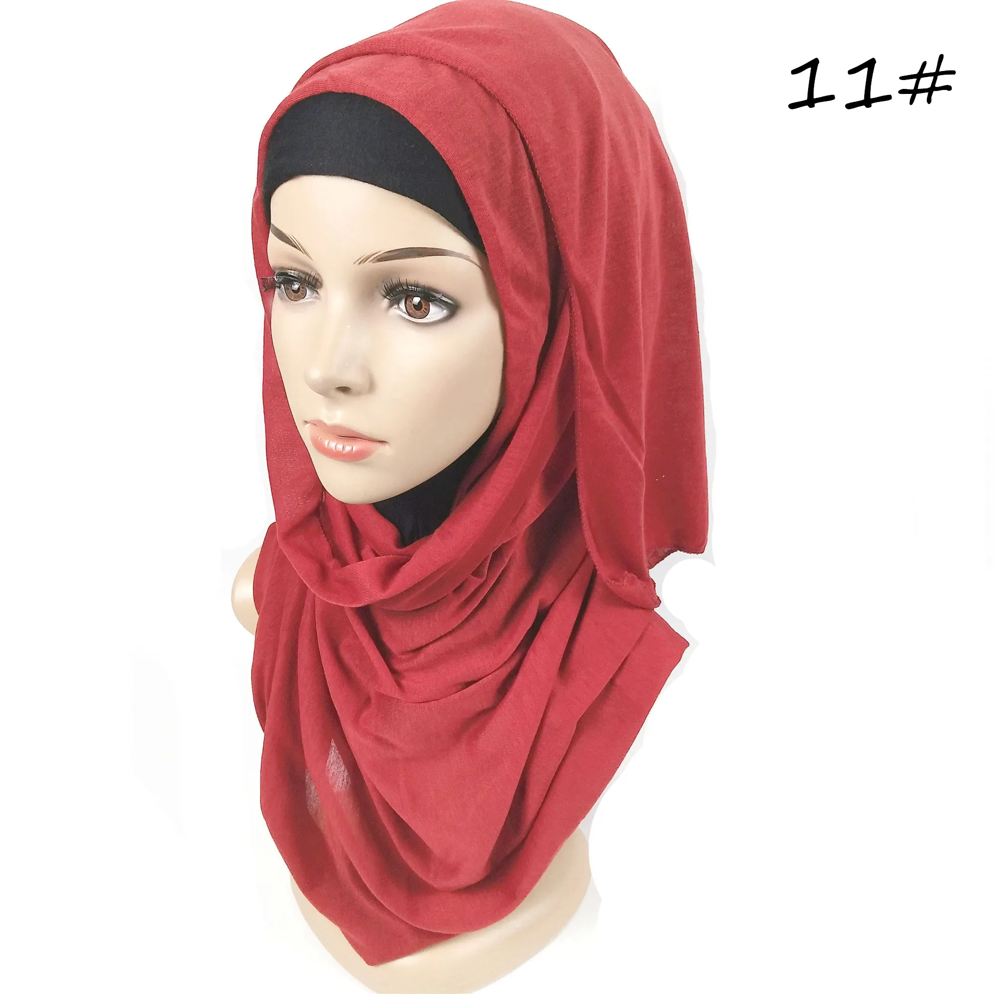 D1 1 шт./партия Dooble Loop мгновенный хлопок хиджаб из джерси повязка на голову хиджаб мусульманские платки hijabs магазин готов носить шаль - Цвет: 11