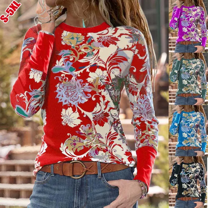 long sleeve blouse 3D Gradient Print Women Irregular Blouses 5XL Plus Size Lady Loose Shirt Casual V-Neck Splicing Button Tops Spring 2021 Fashion off the shoulder shirts & tops