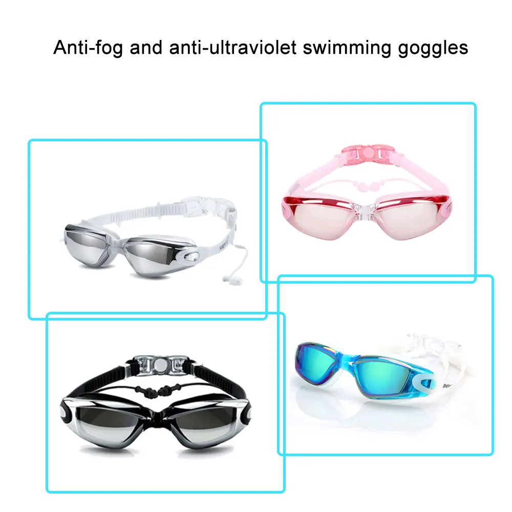 Professional Swimming Goggles One-Piece Earplugs Swimming Cap HD Waterproof Glasses Earplugs Swimming Accessories Adult&Children