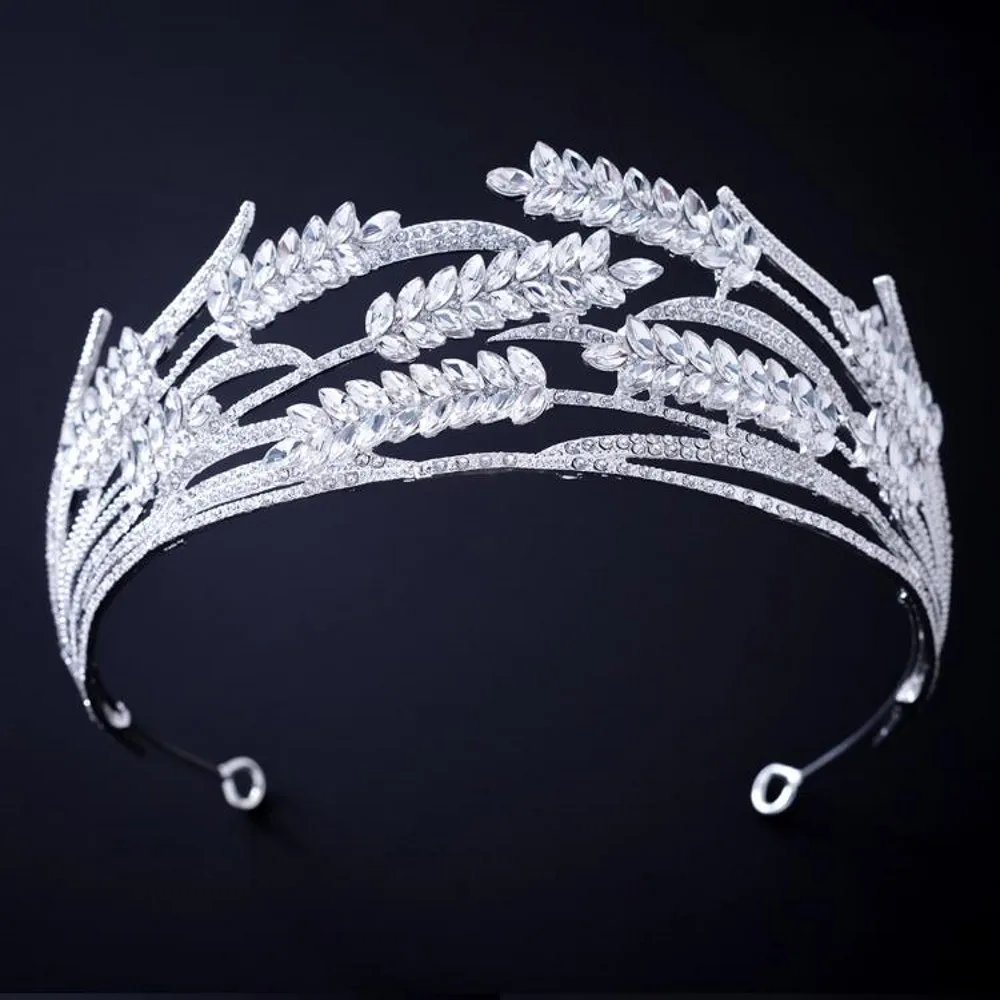 Silver Color Crowns and Tiaras Hair Accessories For Women Wedding Accessories Crown For Bridal Crystal Rhinestone Diadema Tiara jewelry accessories hair accessory hair headdress bridal headwear hair band crown