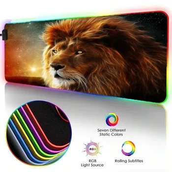 

Animal Lion Pattern Gaming Mouse Pad RGB Large Mouse Pad LED Luminous Color Lighting Computer Notebook Office Desks