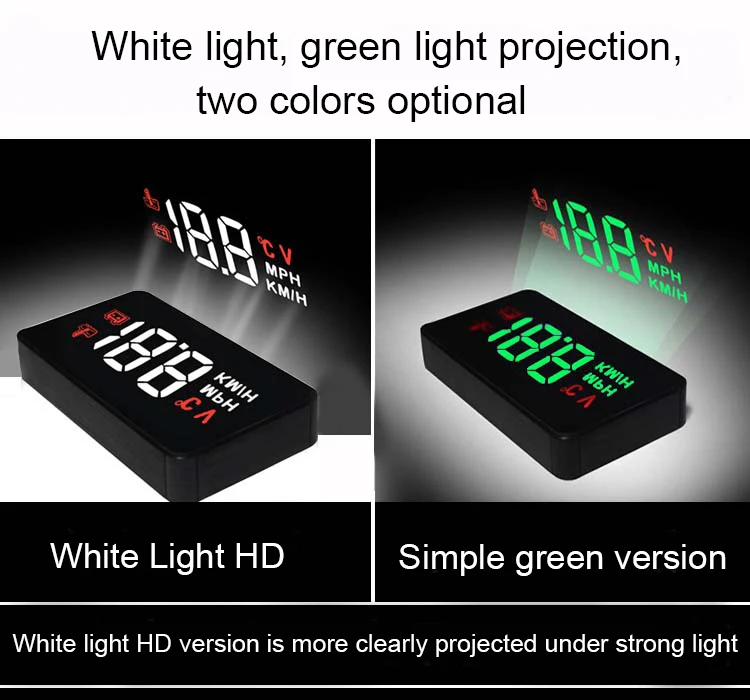 

A100 Head-up Display HUD High Definition OBD Vehicle Speed, Water Temperature, Small Mile General Vehicle Display