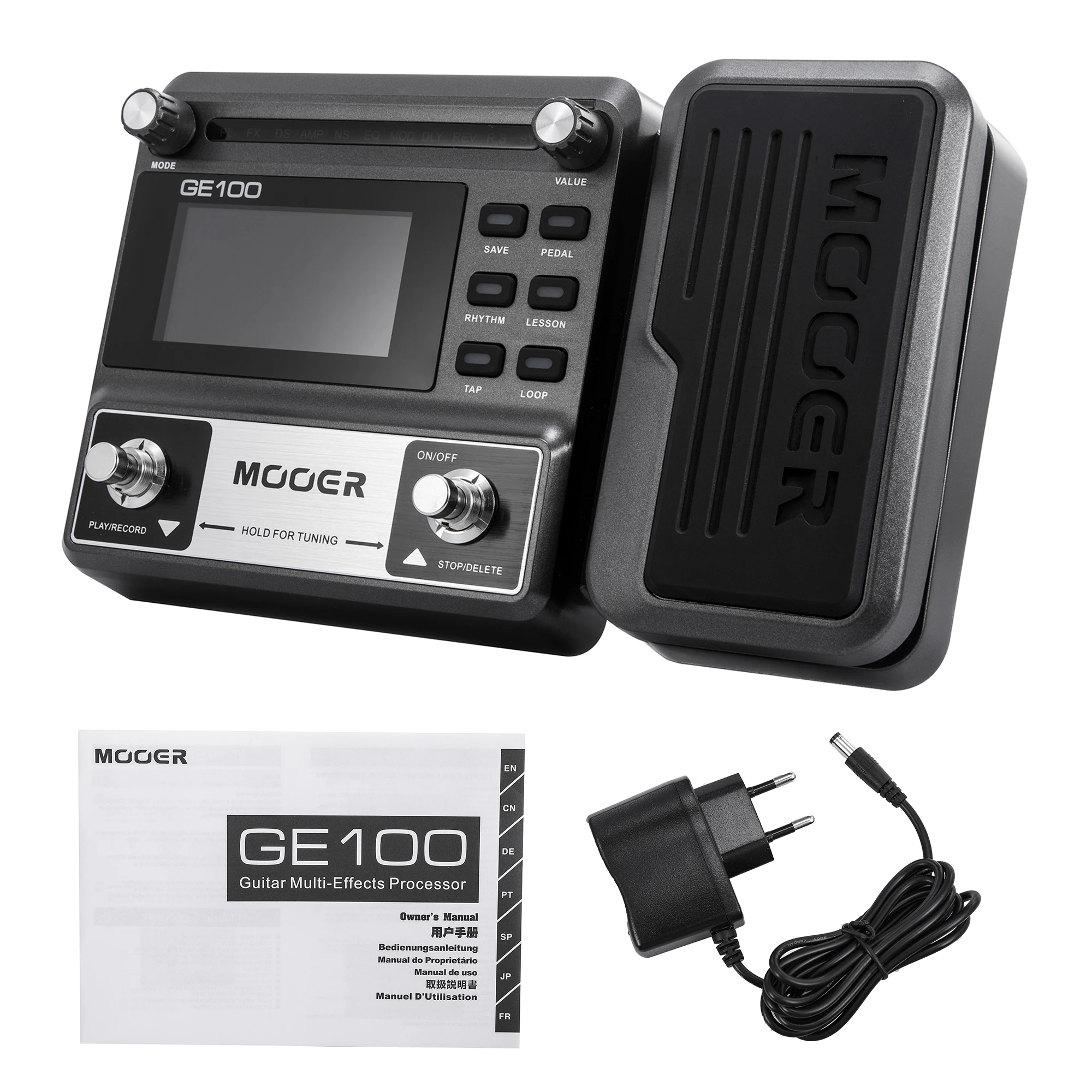 

MOOER GE100 Guitar Pedal Multi-effects Processor Effect Pedal with Loop Recording Max Time 180s 8 effect modules 40 Drum rhythms