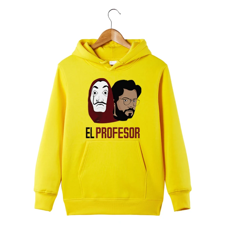 Yellow2 La Casa De Papel Толстовка Money Heist Dali Mask пуловер с капюшоном La Casa De Papel свитер с капюшоном для мужчин/женщин - Цвет: Yellow2