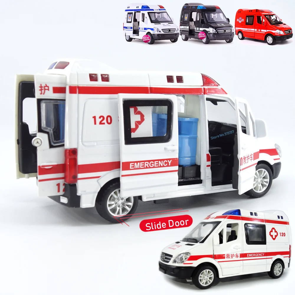  1:32 city diecast ambulance emergency toy car model light slide open door ambulancia oyuncak Educat