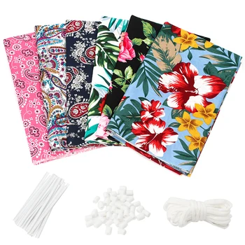 

Cheerbows Printed 6pcs Cloth Fabric Sheet DIY Mouth Mask Making Kit 10m Elastic Ropes Craft Materials Set Bag Sewing Accessories