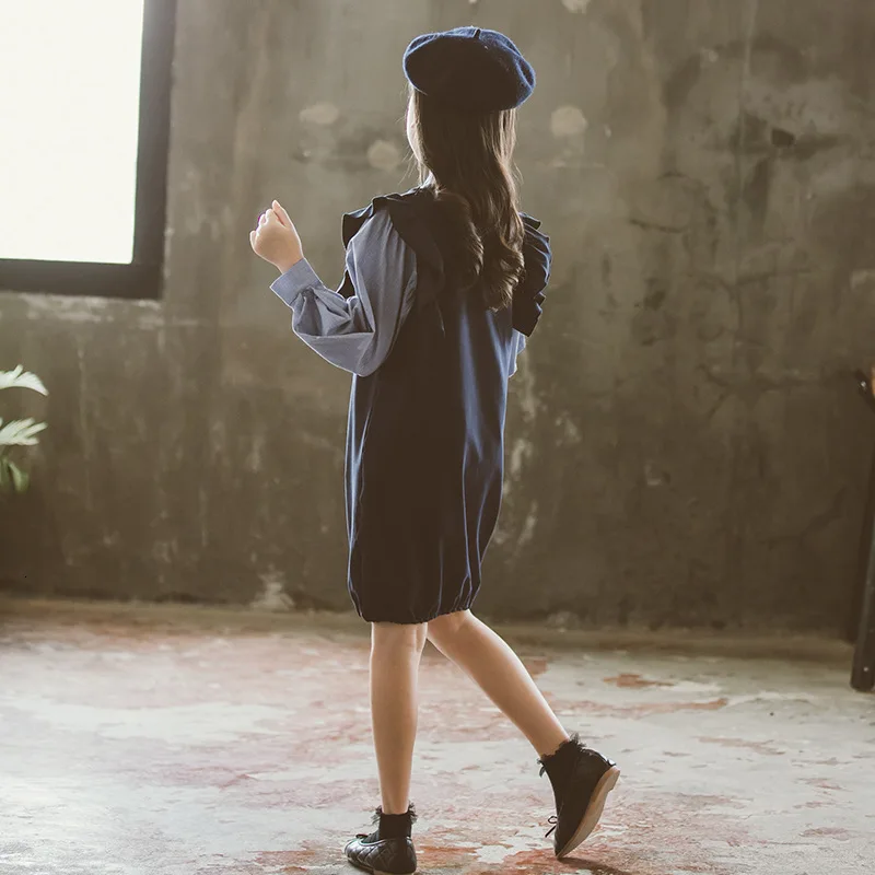 Школьная осенняя одежда для девочек-подростков; комплект одежды; длинный рукав; комплект одежды для маленьких девочек; весенние Рубашки и костюмы с платьем