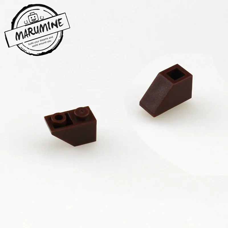 MARUMINE кирпичи игрушки 200 шт./лот 2x1 перевернутый склон кирпич MOC строительные блоки Совместимые образовательные DIY игрушки Классический создатель - Цвет: Коричневый
