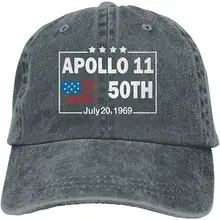 Мужская Женская бейсбольная кепка Apollo 11 50th anniversary, джинсовая кепка для папы, Кепка водителя грузовика