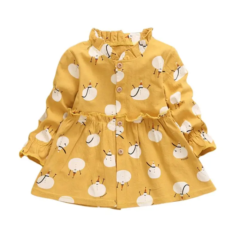 Baby Girls Dresses Long Sleeve Snowman Pattern Sweet Casual Cotton Comfortable Spring Autumn Clothes |