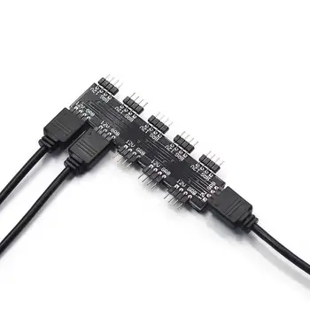 

12V 1 to 10 Way 4Pin PC CPU RGB Cooling Fan Controller Adapter Hub with Cable Cooling fan hub