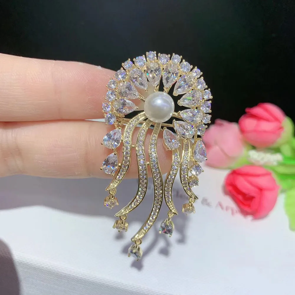 SHANICE CZ кубические фианиты Кристалл огромный красочный& ClearCrystal цветок брошь-булавка Свадебные украшения для невесты Рождественский подарок