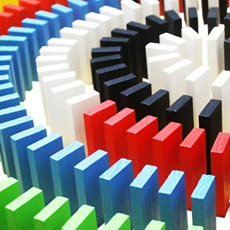 

100pcs Domino Toys Children Wooden Toys Colorful Domino Blocks Kits Early Learning Dominoes Games Educational Children Toys