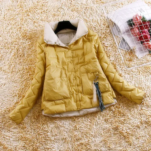 AYUNSUE, зимняя женская куртка, Корейская парка, пуховик, пальто, светильник, пуховик, хлопок, женские пальто, стеганая куртка, Manteau Femme KJ3730 - Цвет: Yellow
