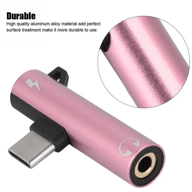 rose gold Robotsky 2 в 1 type C до 3,5 мм преобразователь для наушников usb type-C наушники аудио адаптер для Xiaomi 6 huawei samsung USB C телефонов - Цвет: rose gold