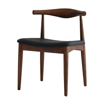 

Solid wood horn chair single home restaurant stool Nordic modern minimalist balcony desk casual makeup back chair