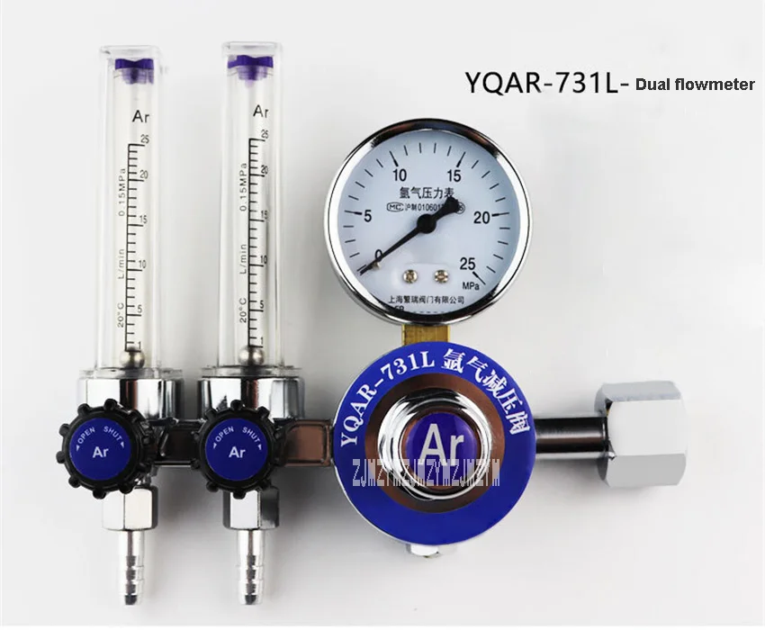 YQAR-731L редуктор давления полный медный двойной поток Дуговой Сварки Манометр газовый цилиндр редукционный клапан 25л/мин 15мпа