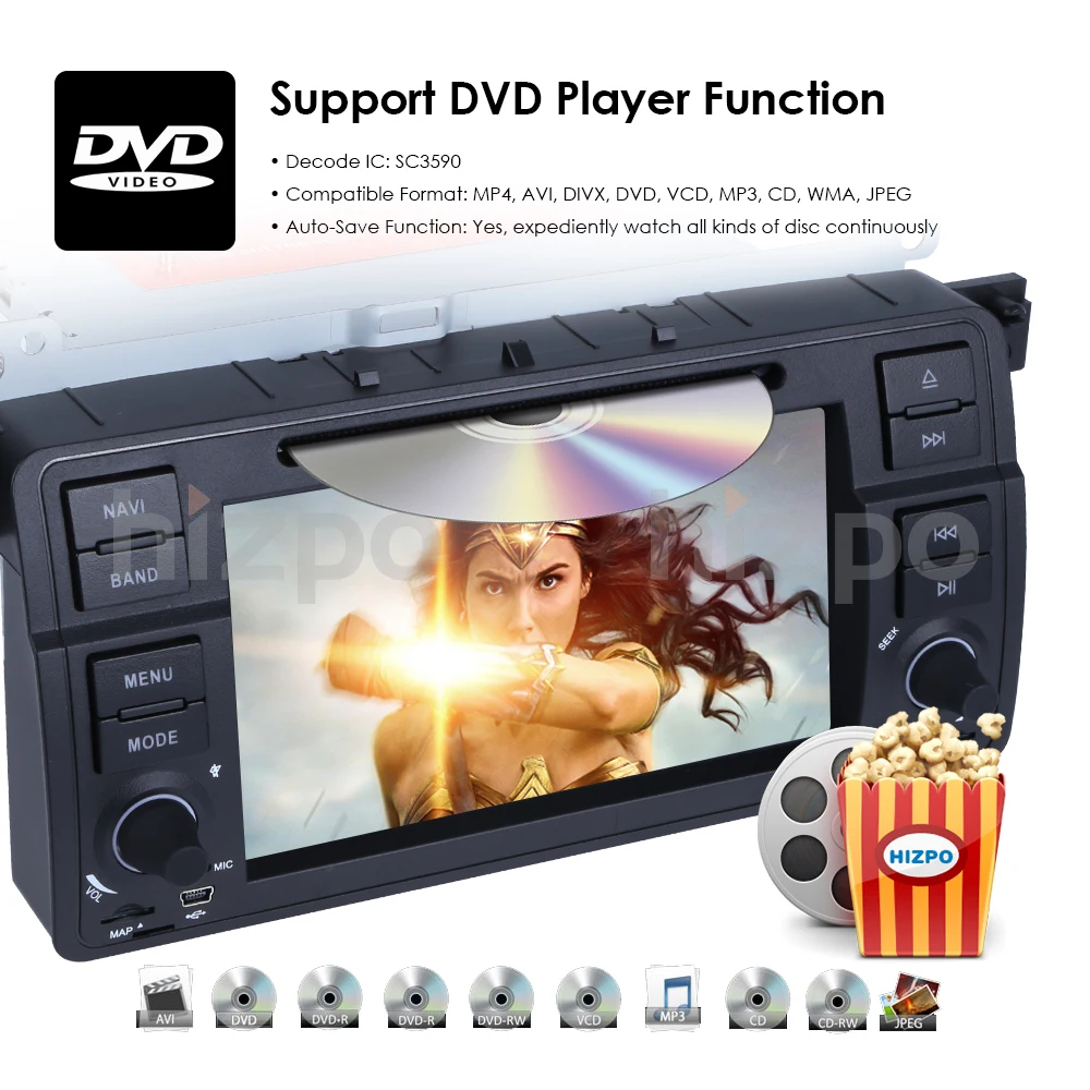 Sale Ossuret Android 9.0 1Din QuadCore 2GRAM+16GROM 7Inch Touchscreen Car Player for BMW E46 318 320 M3 3series Car DVD Stereo RDS BT 18