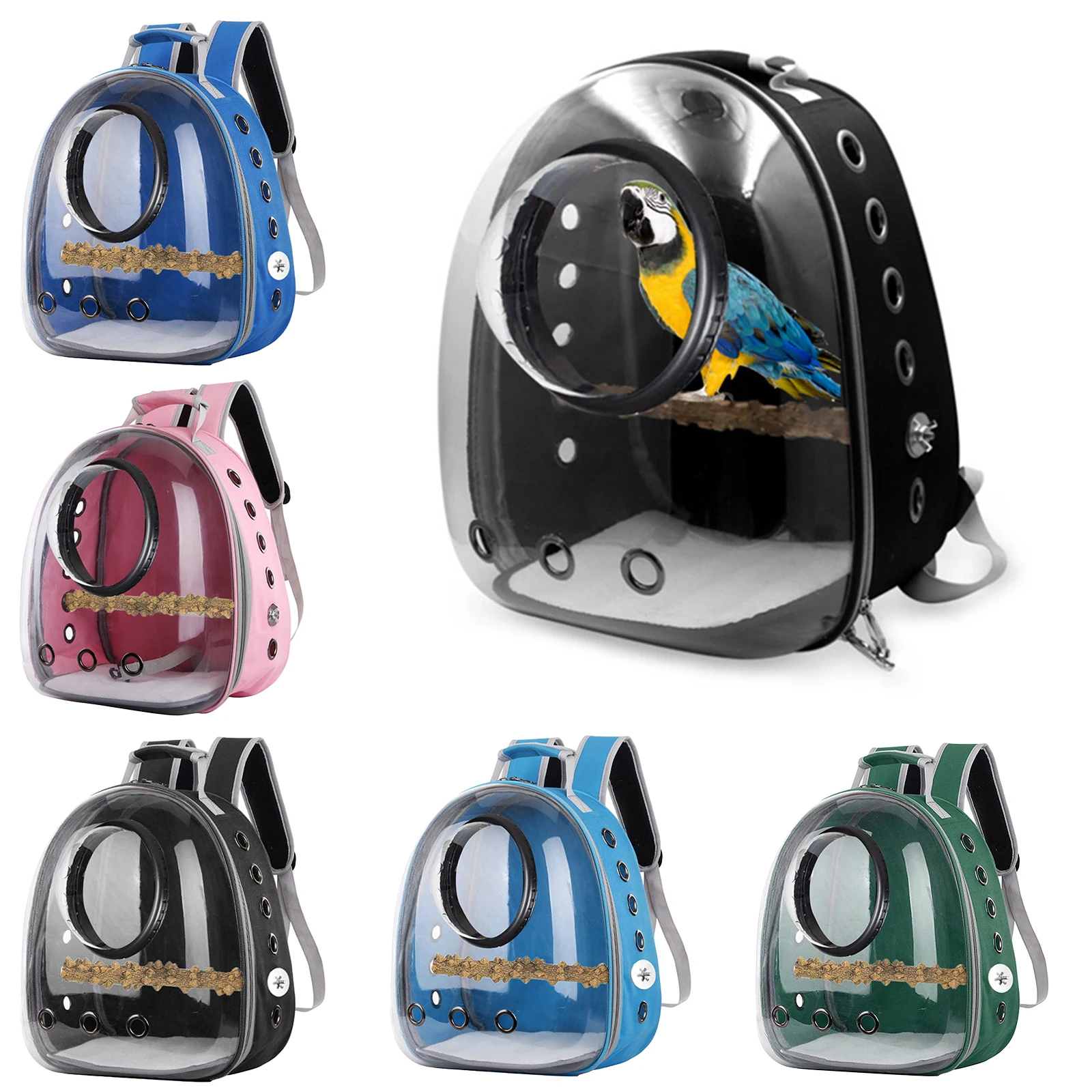  Bird Carrier Cage Mesh Bag Pet Parrot Travel Breathable Backpack Colourful 