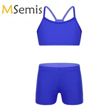 Детский купальник-танкини для девочек; гимнастический купальник; купальный костюм из двух предметов; купальный костюм; топ на бретелях с низом; Спортивный костюм для детей