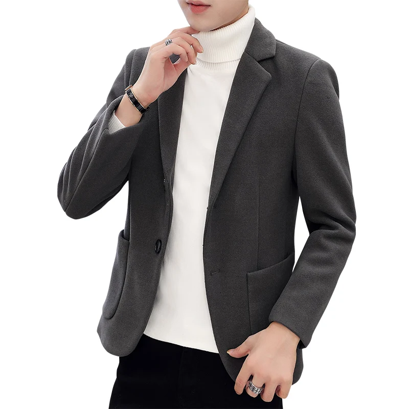 

2019 high quality new woolen coat men's small material coat single-breasted wool thick warm warm suit woolen coat big size 4XL