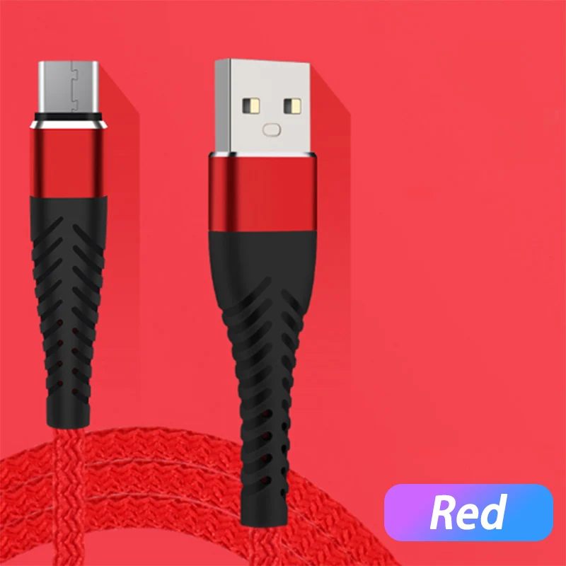 Красный Micro usb type C кабель для мобильного телефона для iPhone 7 8 huawei samsung Быстрая зарядка USB-C 25 см/1 м/2 м/3 м короткий длинный кабель для зарядного устройства - Цвет: Красный