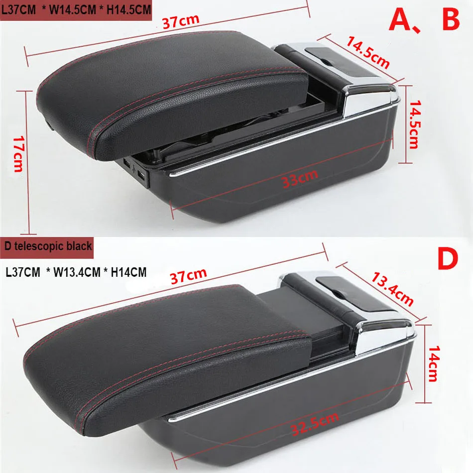 For Opel Corsa Armrest For Opel Corsa D Car armrest box  interior storage box Retrofit parts With USB LED lights