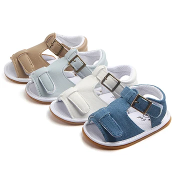 

Summer Baby Toddler Sandals Casual Shoes For Boys First Walkers Rubber Soft Bottom Solid Color Velcro Non-slip