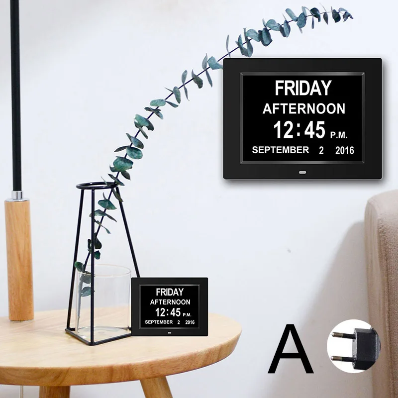 8-дюймовая цифровая календарных суток часы большие письмо светодиодный Будильник многофункциональные часы SF66 - Цвет: B-EU Plug