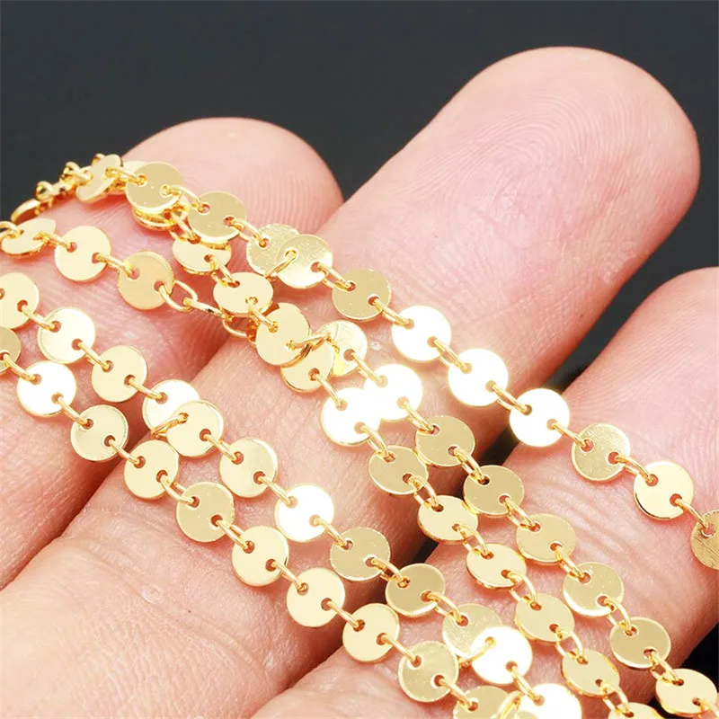 14K Gold Filled 4mm Runde Pailletten-Scheibenkette DIY Halskette Goldschmuck Minimalistische Gold Filled Kette DIY Schmuck – Detail 7