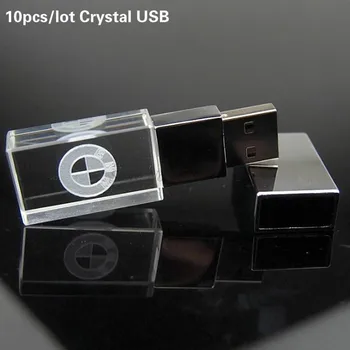 

10pcs/lot Crystal Usb 2.0 with LED Light BMW Car Logo pen drive 4GB 8GB 16GB 32GB USB Flash Drive Memory Stick Photography Gifts