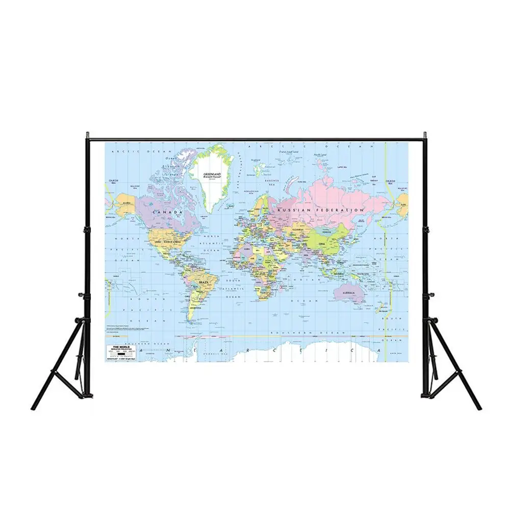 

150x100cm World Map Mercator Projection with River Callout Non-woven Foldable World Map without National Flag