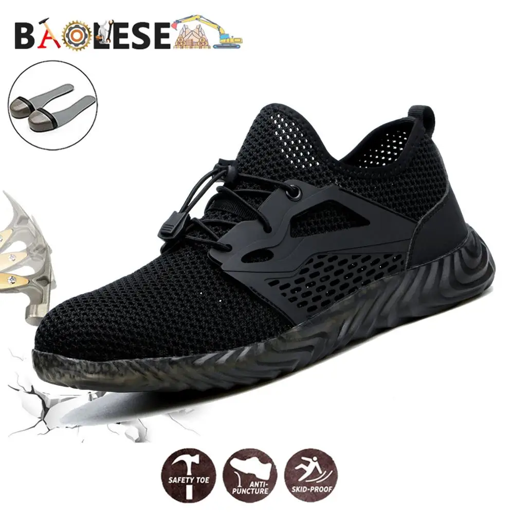 

BAOLESEM Man Work Safety Shoes Air Safety Sneakers Puncture-Proof Work Sneakers Indestructible Safety Shoes Summer Breathable