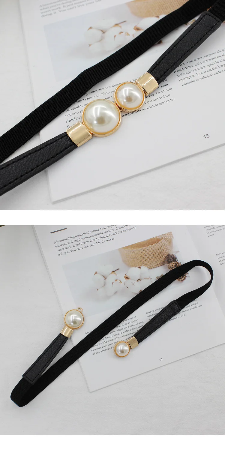 Fashion Thin PU Leather Belt Simulated Pearl Elastic Waist Belts Women Dress Skirt Decoration Fashion Girles Gifts best belts for men