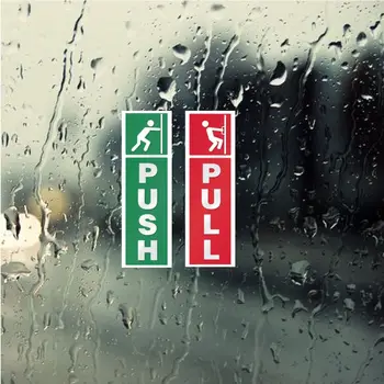 

Hot Green Push and Red Pull Door Window Vinyl Stickers Information Warning Signs
