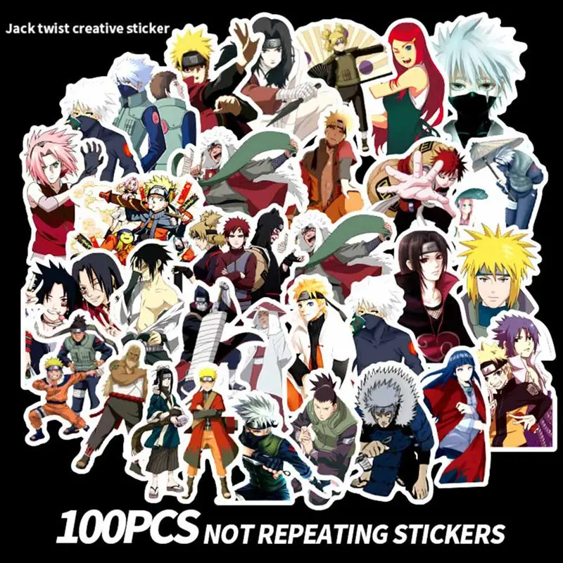 100 шт./компл. водонепроницаемый японский аниме Наруто стикер для ноутбука багажник автомобиля СКЕЙТБОРД гитара холодильник рюкзак наклейка игрушка стикер s
