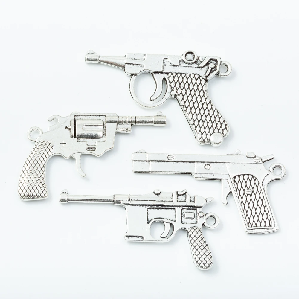 

4/10/15/20 pieces of retro metal zinc alloy gun pendant for DIY handmade jewelry necklace making 6777-6781