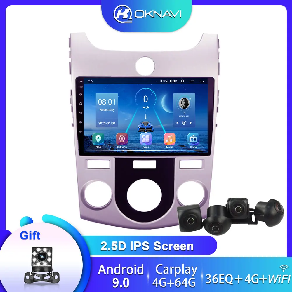

Android 9.0 For Kia Cerato 2 2008-2013 Car 2 Din Manual Aircon Radio 4G WIFI Carplay DSP Camera Multimedia Video Navigation GPS