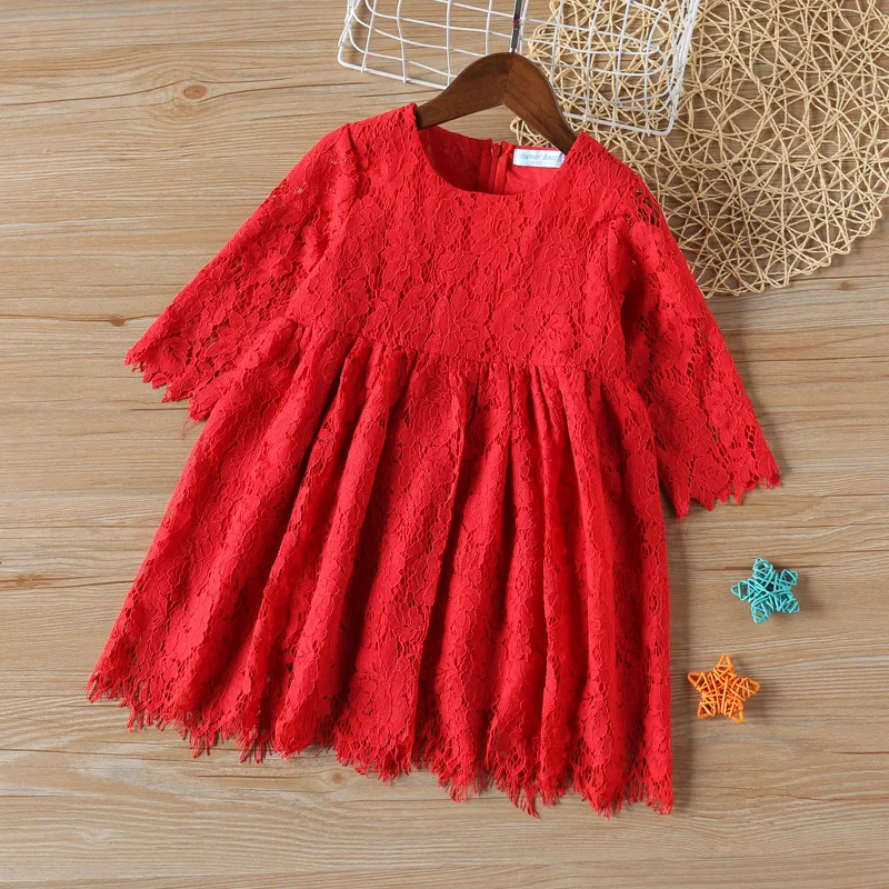 Sodawn/Одежда для детей; модное плиссированное платье принцессы; Одежда для девочек; Новое Осеннее милое платье с длинными рукавами на талии; одежда для маленьких девочек - Цвет: BN219-Red