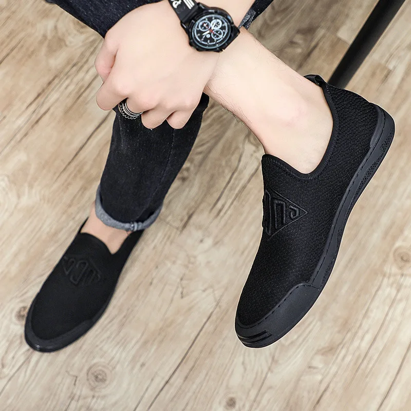 

2019 Autumn New Style Loafers MEN'S Shoes Trend Black And White with Pattern Casual Shoes Fashion Cloth Shoes Men's Casual Shoes
