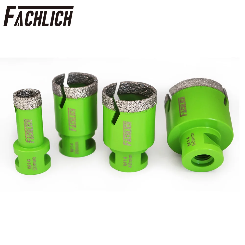 FACHLICH 4pcs/set Diamond Drilling Hole Saw Crown Bits Ceramic Tile Dry Cutter for Porcelain Ceramic Tile Marble M14 Thread