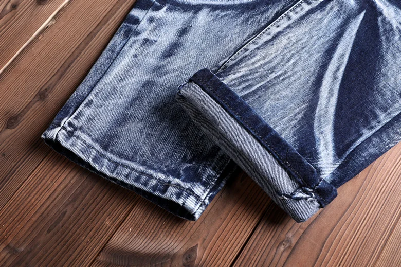 Новое поступление, узкие байкерские облегающие джинсы Homme Slim Fit, прямые потертые модные джинсы на молнии, мотоциклетные джинсовые брюки, большие размеры