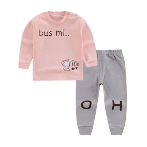 Детские пижамные комплекты; пижамы для мальчиков С Рисунком Слона; милые хлопковые комплекты одежды для сна для девочек; детская одежда для сна; Семейные пижамы для детей - Цвет: Розовый