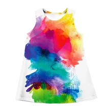 Платья для девочек-подростков; летняя детская одежда на день рождения для девочек; платье принцессы с ярким принтом; платье для девочек; одежда из хлопка