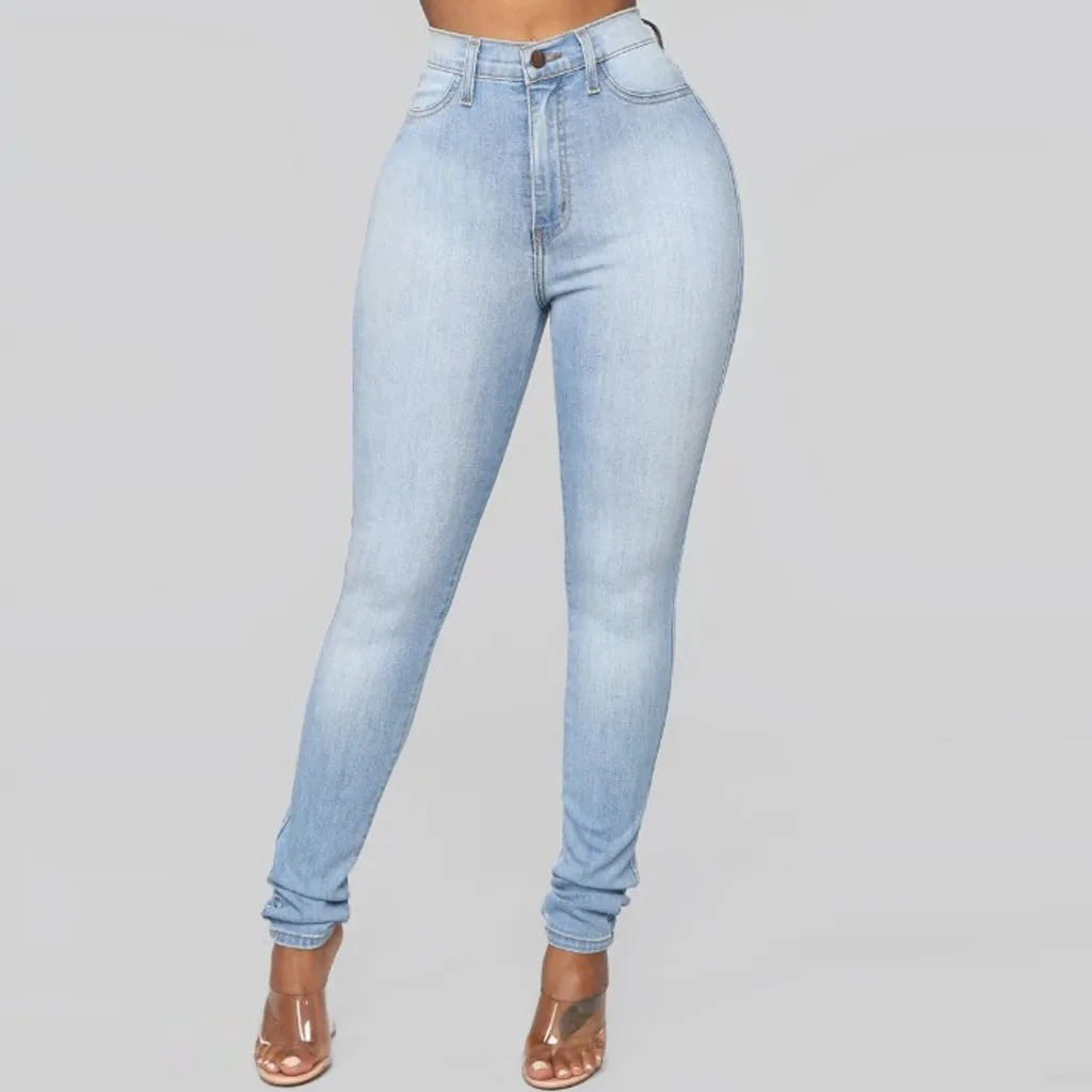 New Blue Jeans Pancil Pants Women High Waist Slim Denim Jeans Casual Stretch Skinny Trousers Jeans#y3